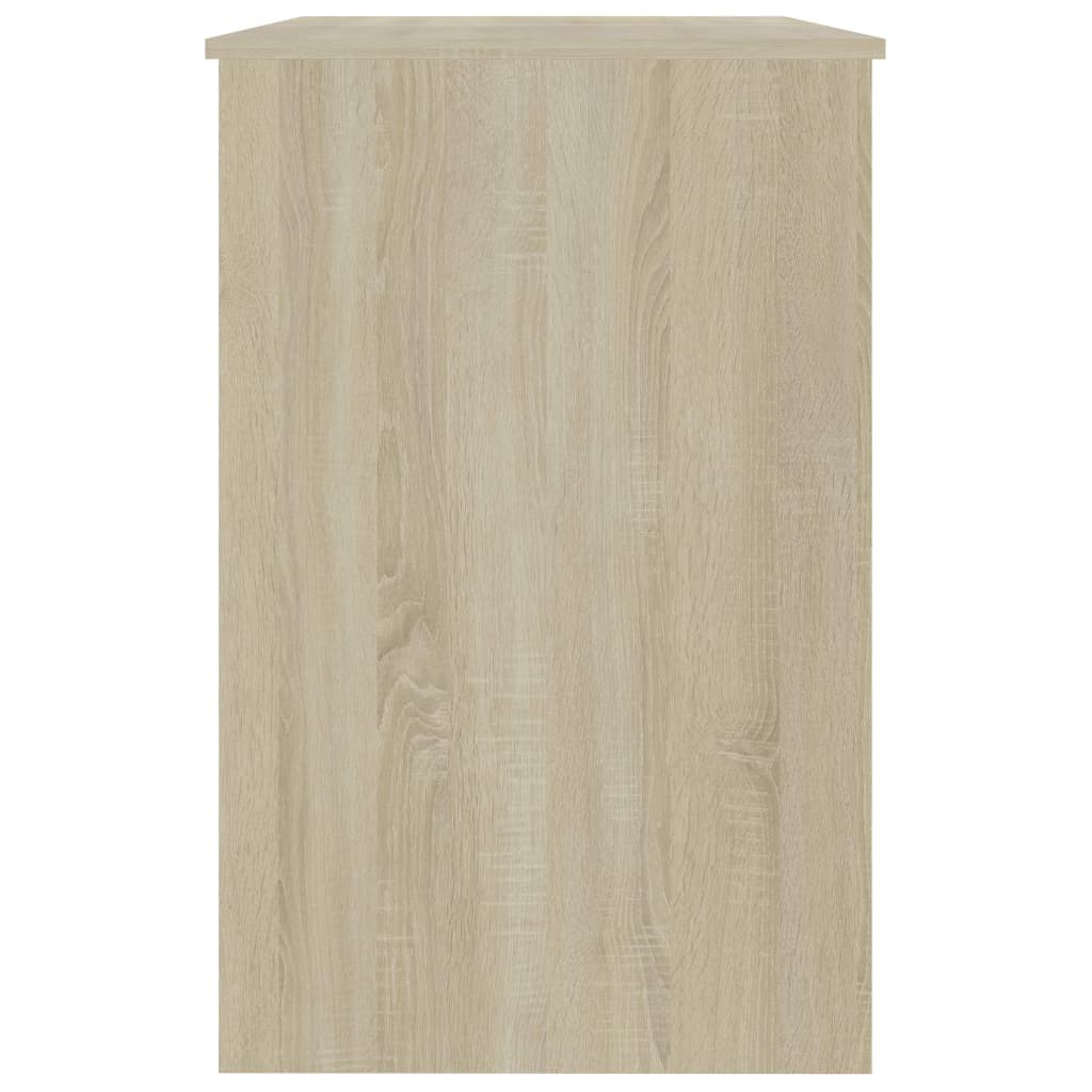 Desk White and Sonoma Oak 100x50x76 cm Chipboard